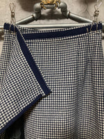 houndstooth wrap skirt navy blue
