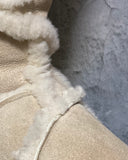 fluffy fur suede long boots beige