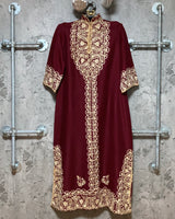 embroidered ethnic dress burgundy gold
