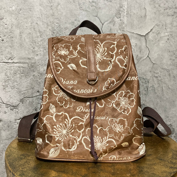 brown hibiscus mini backpack