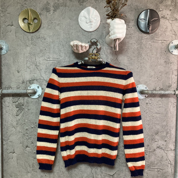 striped knit sweater orange navy white