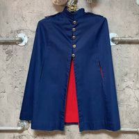 cape cloak coat navy blue red