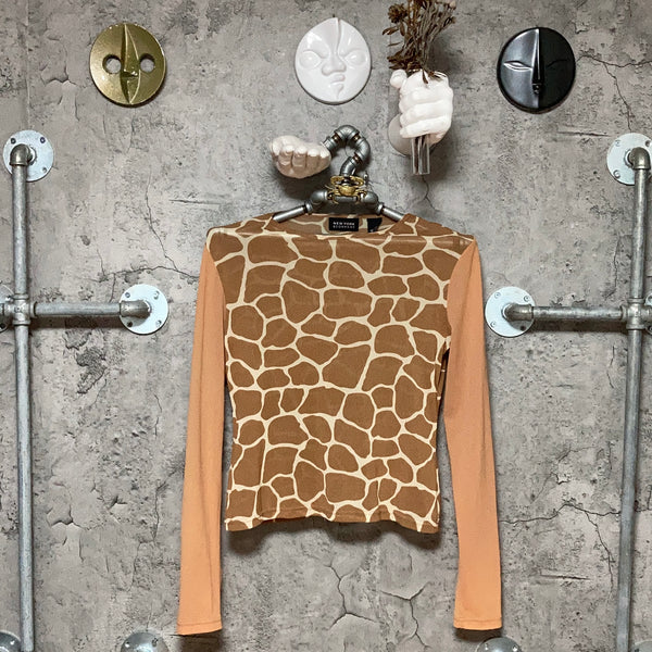 giraffe see-through tops beige