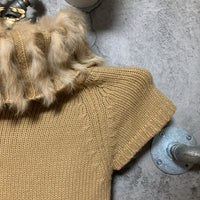 rabbit fur turtleneck short sleeve sweater knit beige