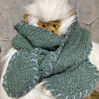 crochet knit scarf stitch edging smoky blue green