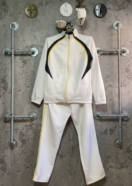 champion track suit two piece white goldwin