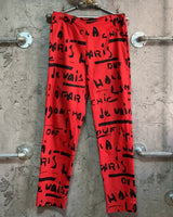 paris pattern red pants