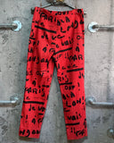paris pattern red pants