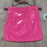 pink vinyl short skirt