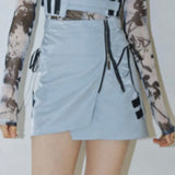 side slit glitter skirt pale blue black