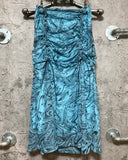 blue x black marble patterned skirt