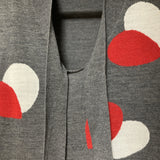 heart design sleeveless knit top bow tie gray