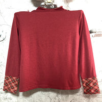 plaid scarf style high neck top red