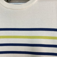 yellow green x blue striped pullover