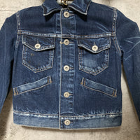 cropped denim jacket RNA jeans three-quarter length sleeves blue