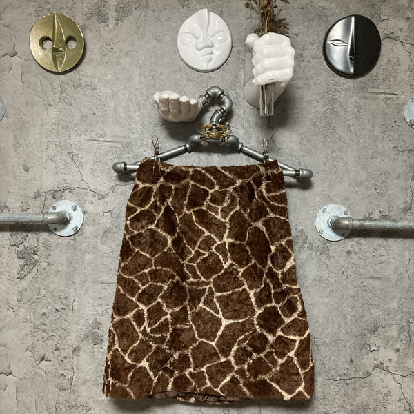 giraffe patterned skirt fake fur brown
