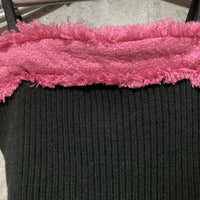 knit tube top black pink