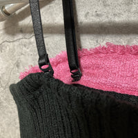 knit tube top black pink