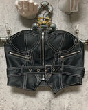black fake leather bustier & skirt two piece set