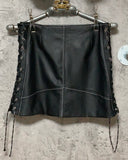 black fake leather bustier & skirt two piece set