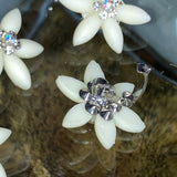 flower mini hair clip bijou white silver