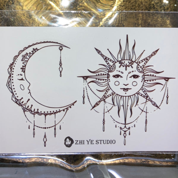 sun & moon tattoo sticker