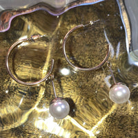 gold pearl hoop piercings