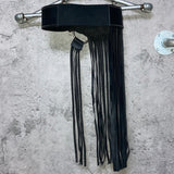fake leather fringe asymmetry black belt