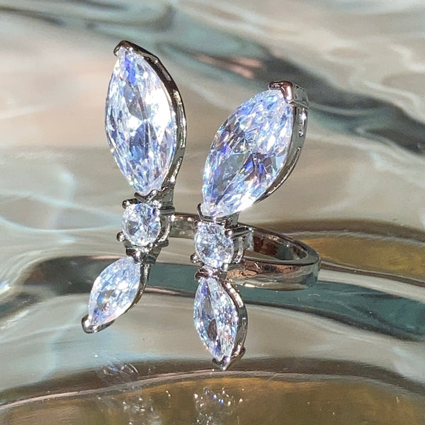 silver bijou butterfly ring