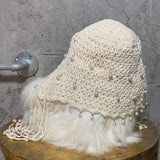 pearl knit headpiece white