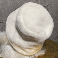 fake fur bucket hat white