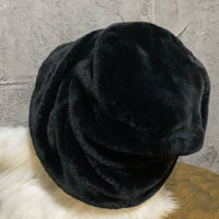 fake fur bucket hat black