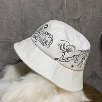 graffiti embroidery bucket hat white