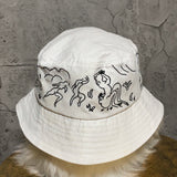 graffiti embroidery bucket hat white