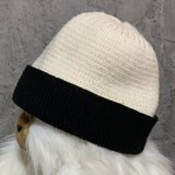white x black knit beanie