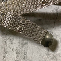 silver metal mesh belt