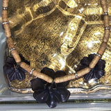 black flower gold choker necklace