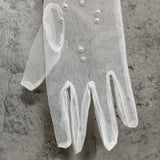 see-through pearl long gloves white