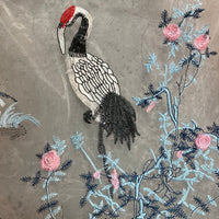 Tsuru crane embroidered see-through apron white black