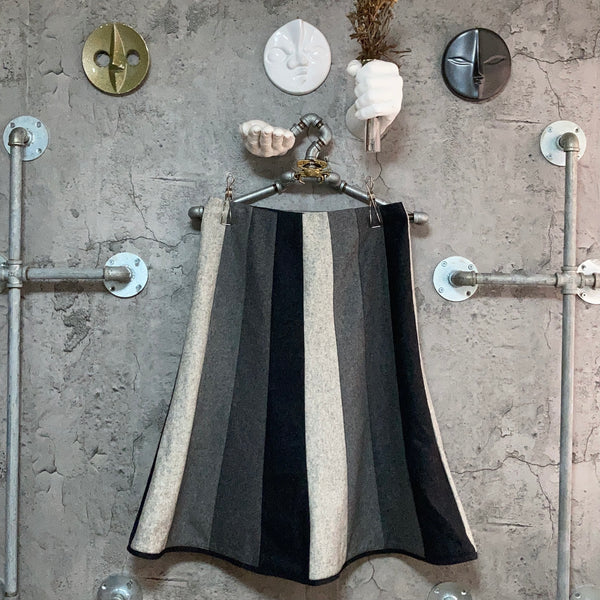 gray stripe wool skirt