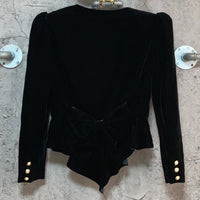 pearl x bow back black velours jacket