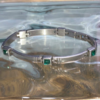 green stone bracelet silver