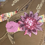 flower wedge sandals brown