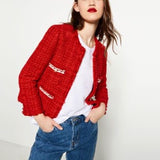 tweed jacket wool red gold