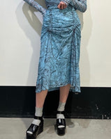 blue x black marble patterned skirt