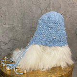 pearl knit headpiece blue