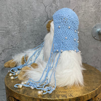 pearl knit headpiece blue