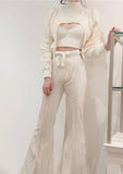 pleated velvet flare pants high waist lilLilly white