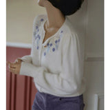 bijou embroidered turtleneck mohair knit top x arm warmer white