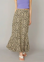 leopard patterned maxi skirt beige brown